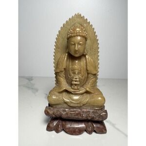 VTG Hand Carved Soapstone Buddha Sculpture Statue